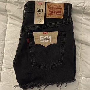 LEVI BLACK 501 SHORTS (button zip)